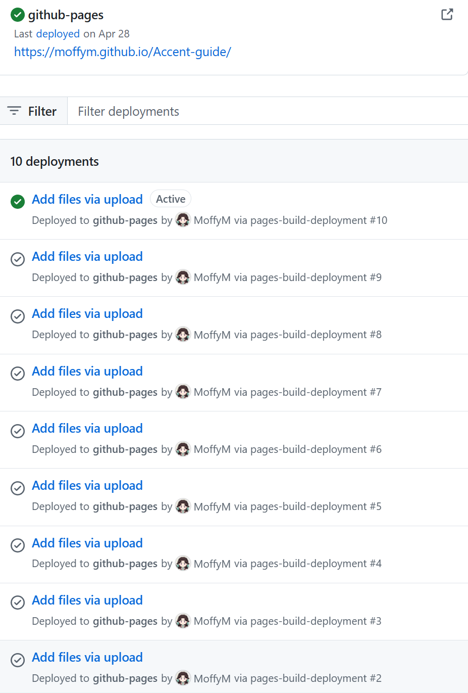 AccentGuide GitHub Pages 十次部署记录